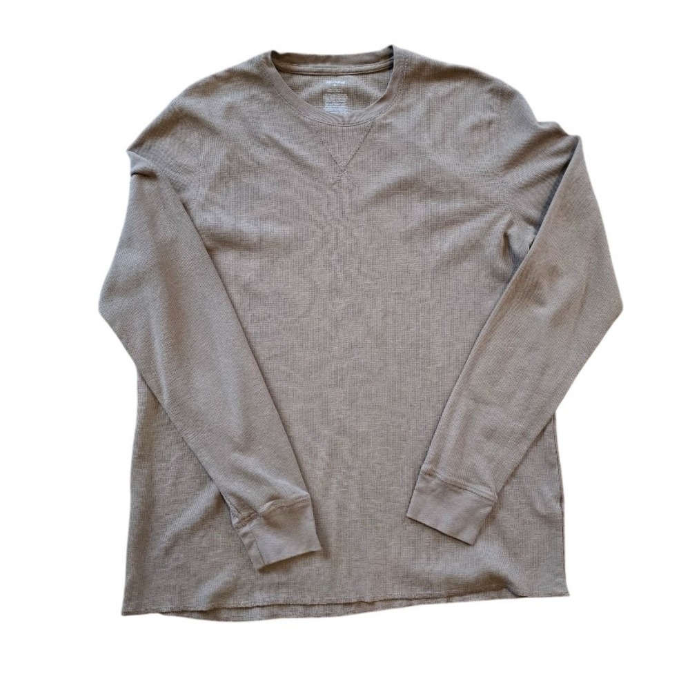 Abound‎ Waffle Knit Thermal Shirt Mens XL Taupe Tan Gorpcore Minimalist Layering